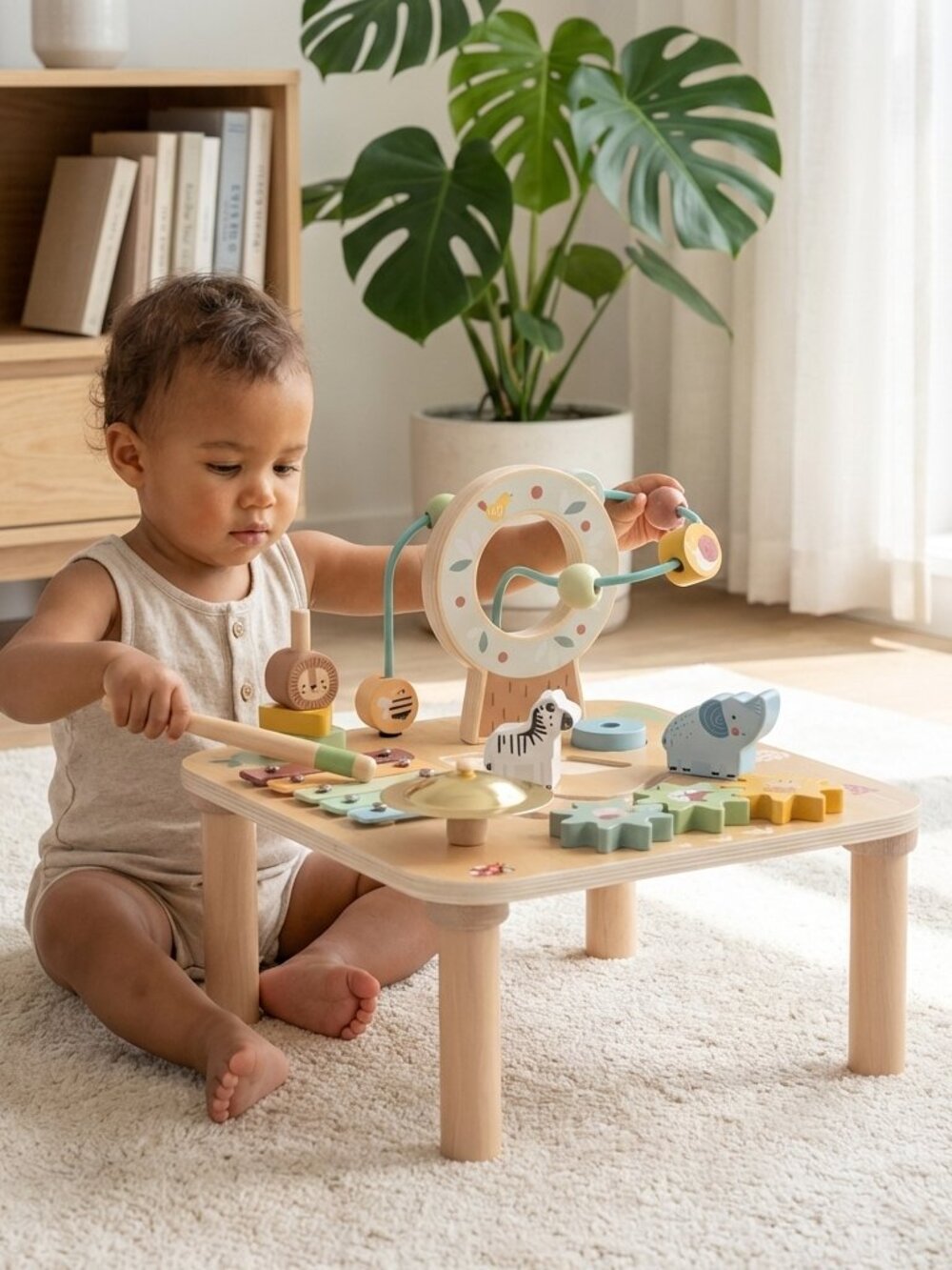 Montessori Wooden Activity Table Baby Learning Toy Busy Board New - Picture 6 of 16